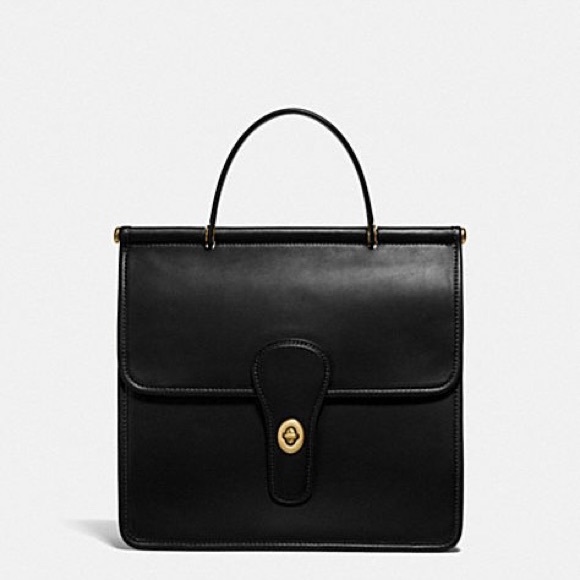 Coach Black Willis Top Handle Leather Satchel - Picture 15 of 16